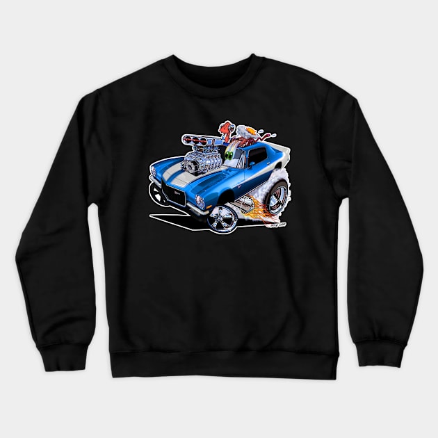 FULL BLOWN blue white 1971 Camaro Z/28 Crewneck Sweatshirt by vincecrain